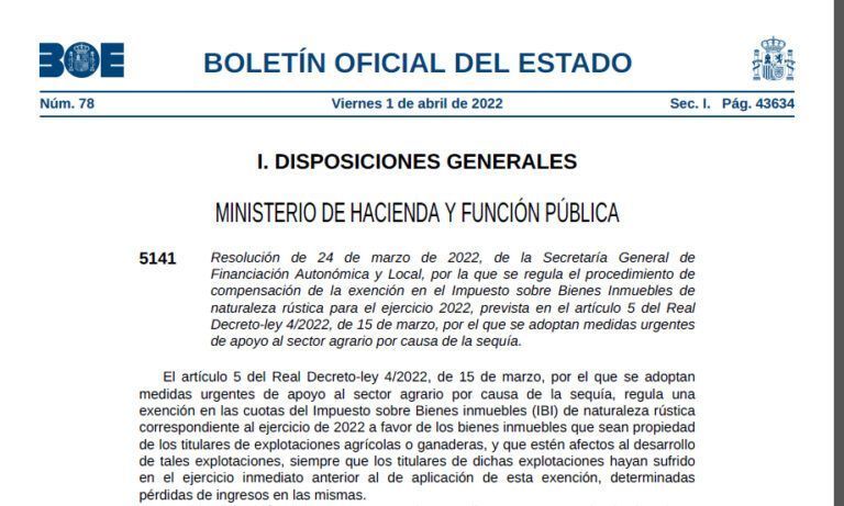 Exención del IBI rústico de 2022